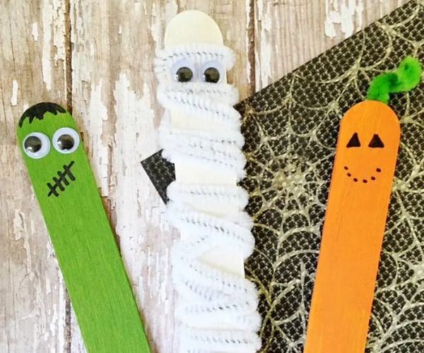 Halloween crafts lollipop stick puppets